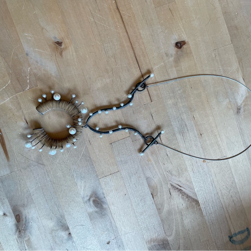 Vintage Kiwon Wang Silver Pearl and Paper necklace NYC - Picture 11 of 16
